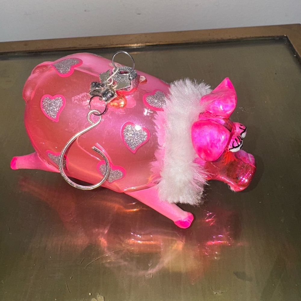Betsey Johnson Pink Pig  Blown Glass  Ornament - Picture 5 of 8